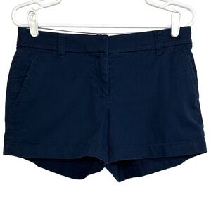 J.Crew Mid Rise Flat Front Cotton Chino Shorts, Navy, Size 4